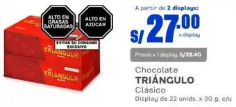 Makro Chocolate TRIÁNGULO Clásico Display de 22 unids. x 30 g. c/u oferta