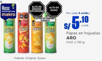 Makro Papas en hojuelas ARO Unid. x 130 g. oferta