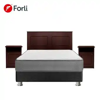 Tottus Dormitorio polaris classic 2 plazas + colchon + box tarima + cabecera + velador + almohadas oferta