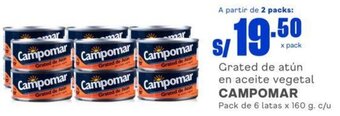 Makro Grated de atún en aceite vegetal CAMPOMAR Pack de 6 latas x 160 g. c/u oferta