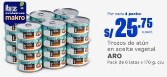 Makro Trozos de atún en aceite vegetal ARO Pack de 6 latas x 170 g. c/u oferta
