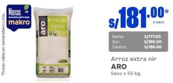 Makro Arroz extra nir ARO Saco x 50 kg. oferta
