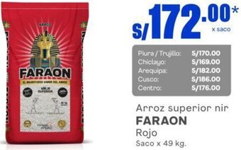 Makro Arroz superior nir FARAON Rojo Saco x 49 kg. oferta
