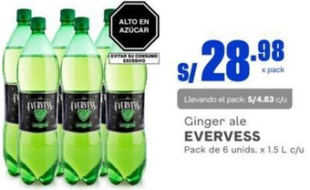 Makro Ginger ale EVERVESS Pack de 6 unids. x 1.5 L c/u oferta