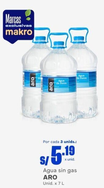 Makro Agua sin gas ARO Unid. x 7 L oferta