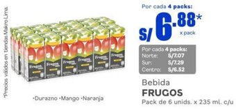 Makro Bebida FRUGOS Pack de 6 unids. x 235 ml. c/u oferta