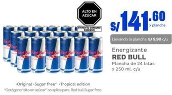 Makro Energizante RED BULL Plancha de 24 latas x 250 ml. c/u oferta