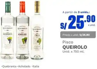Makro Pisco QUEIROLO Unid. x 750 ml. oferta