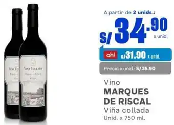 Makro Vino MARQUES DE RISCAL Viña collada Unid. x 750 ml. oferta
