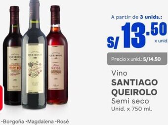 Makro Vino SANTIAGO QUEIROLO Semi seco Unid. x 750 ml. oferta