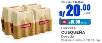 Makro Cerveza CUSQUEÑA Dorada Pack de 6 unids. x 310 ml. c/u oferta