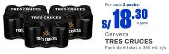 Makro Cerveza TRES CRUCES Pack de 6 latas x 355 ml. c/u oferta