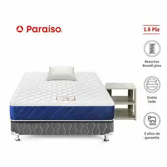 Tottus Cama eden 1.5 plazas + velador cenizo claro oferta