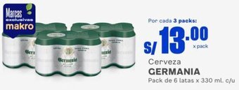 Makro Cerveza GERMANIA Pack de 6 latas x 330 ml. c/u oferta