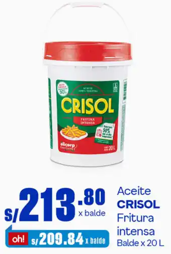 Plaza Vea Aceite CRISOL Fritura intensa Balde x 20 L oferta