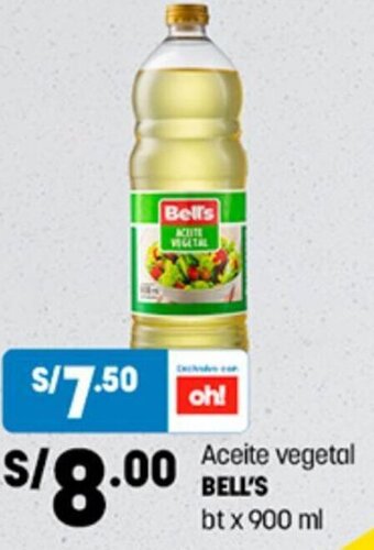 Plaza Vea Aceite vegetal BELL'S bt x 900 ml oferta