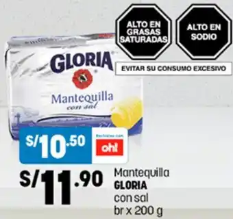 Plaza Vea Mantequilla GLORIA Con Sal 200g oferta