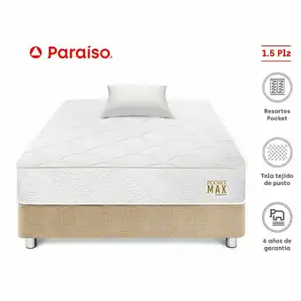 Tottus Cama pocket max 1.5plazas champagne oferta