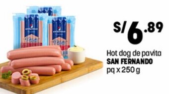 Plaza Vea Hot dog de pavita SAN FERNANDO pq x 250 g oferta