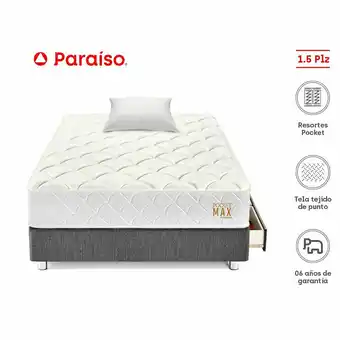 Tottus Cama pocket max con cajones 1.5 plaza oferta