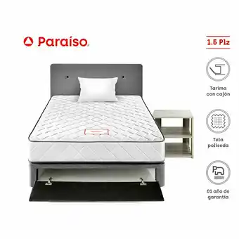 Tottus Dormitorio mancora 1.5 plazas +velador cenizo claro oferta
