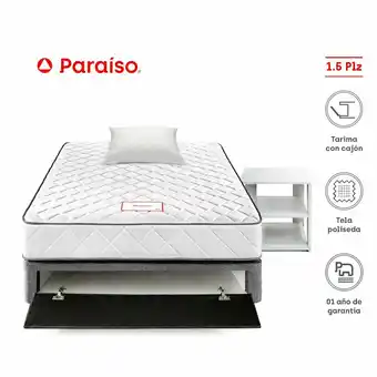 Tottus Cama mancora 1.5 plazas + velador blanco oferta