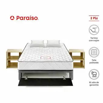 Tottus Cama mancora 2 plazas + velador caramelo oferta