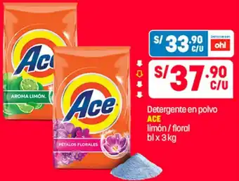 Plaza Vea Detergente en polvo ACE limón/floral blx 3 kg oferta
