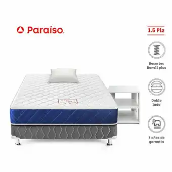 Tottus Cama eden 1.5 plazas + velador blanco oferta
