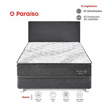 Tottus Dormitorio pocket star queen acero oferta