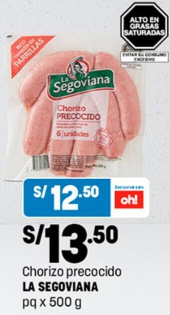Plaza Vea Chorizo precocido LA SEGOVIANA pq x 500 g oferta