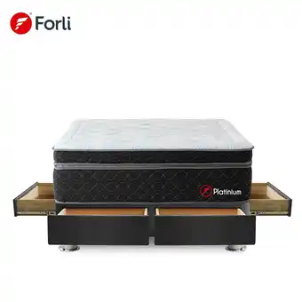 Tottus Cama platinium pockt con 4 cajones 2 plazas+2 almohadas+protector oferta