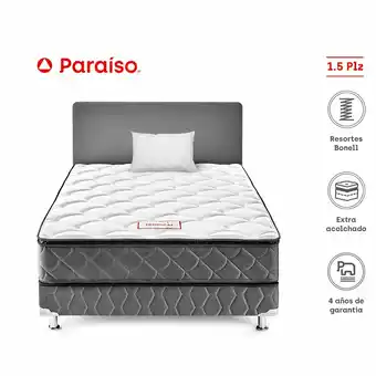Tottus Dormitorio tropical 1 plaza + cabecera color + 1 almohada +1 protector oferta