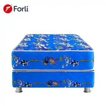 Tottus Cama americana looney tunes azul 1.5 plazas + 1 almohada oferta