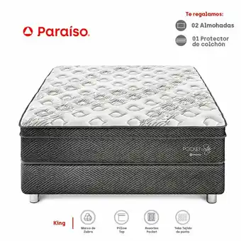 Tottus Box tarima + colchón pocket star king + 2 almohada + 1 protector oferta