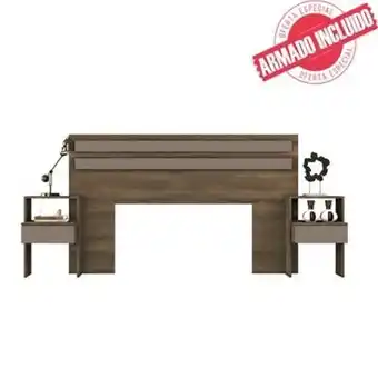 Tottus Cabecera bari + 02 veladores - color capuccino oferta