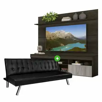Tottus Combo sofa cama negro + centro de tv 65 oferta