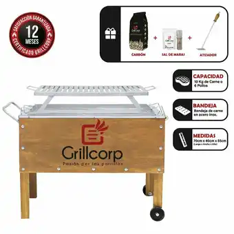 Tottus Kit caja china mediana inoxidable + parrilla de platinas + carbon + pack sal + atizador oferta