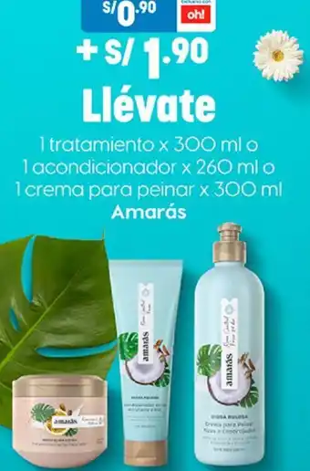 Plaza Vea Llévate 1 acondicionador x 260 ml o 1 tratamiento x 300 ml o 1 crema para peinar x 300 ml oferta