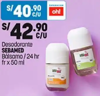 Plaza Vea Desodorante SEBAMED Bálsamo/24 hr fr x 50 ml oferta