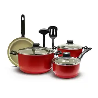 Tottus Juego de ollas rojo 9 piezas antiadherente oferta