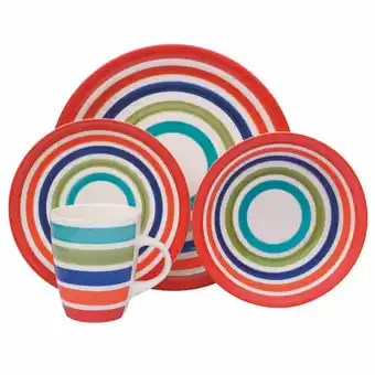 Tottus Juego de vajilla x16 pintad a mano line 2 oferta