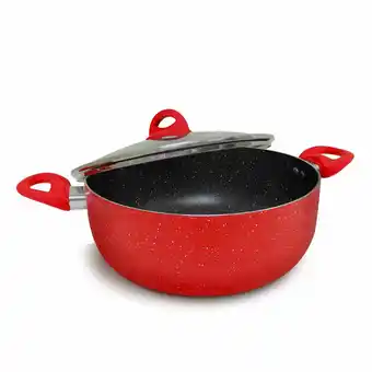 Tottus Olla roja jaspeada antiadherente nro26 con tapa oferta