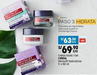 Plaza Vea Crema facial/Gel L'OREAL Revitalift hialurónico fr x 50 ml oferta