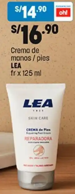 Plaza Vea Crema de manos/ pies LEA fr x 125 ml oferta