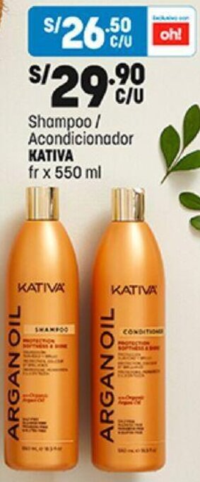 Plaza Vea Shampoo / Acondicionador KATIVA fr x 550 ml oferta