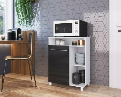 Mueble para microondas color blanco/negro oferta en Tottus