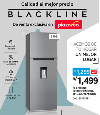 Plaza Vea BLACKLINE REFRIGERADORA TM 340L VCM INOX Cód.: 20137621 oferta