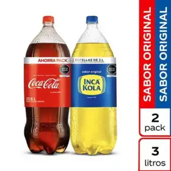 Maestro Gaseosa coca-cola sabor original de 3 l + inka kola sabor original 3 l oferta