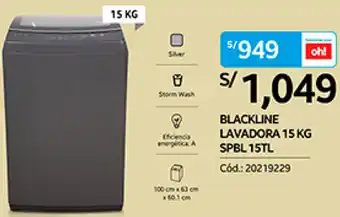 Plaza Vea BLACKLINE LAVADORA 15 KG SPBL 15TL Cód.: 20219229 oferta